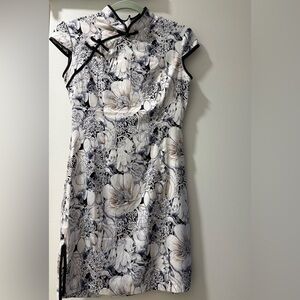 Floral Black and White Dress